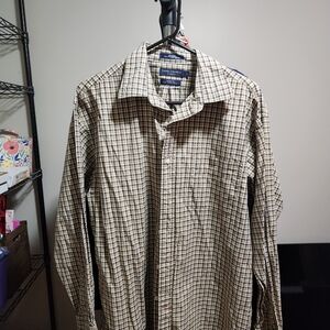 Sz L Daniel Cremieux Men's Plaid Shirt - Brown and White
